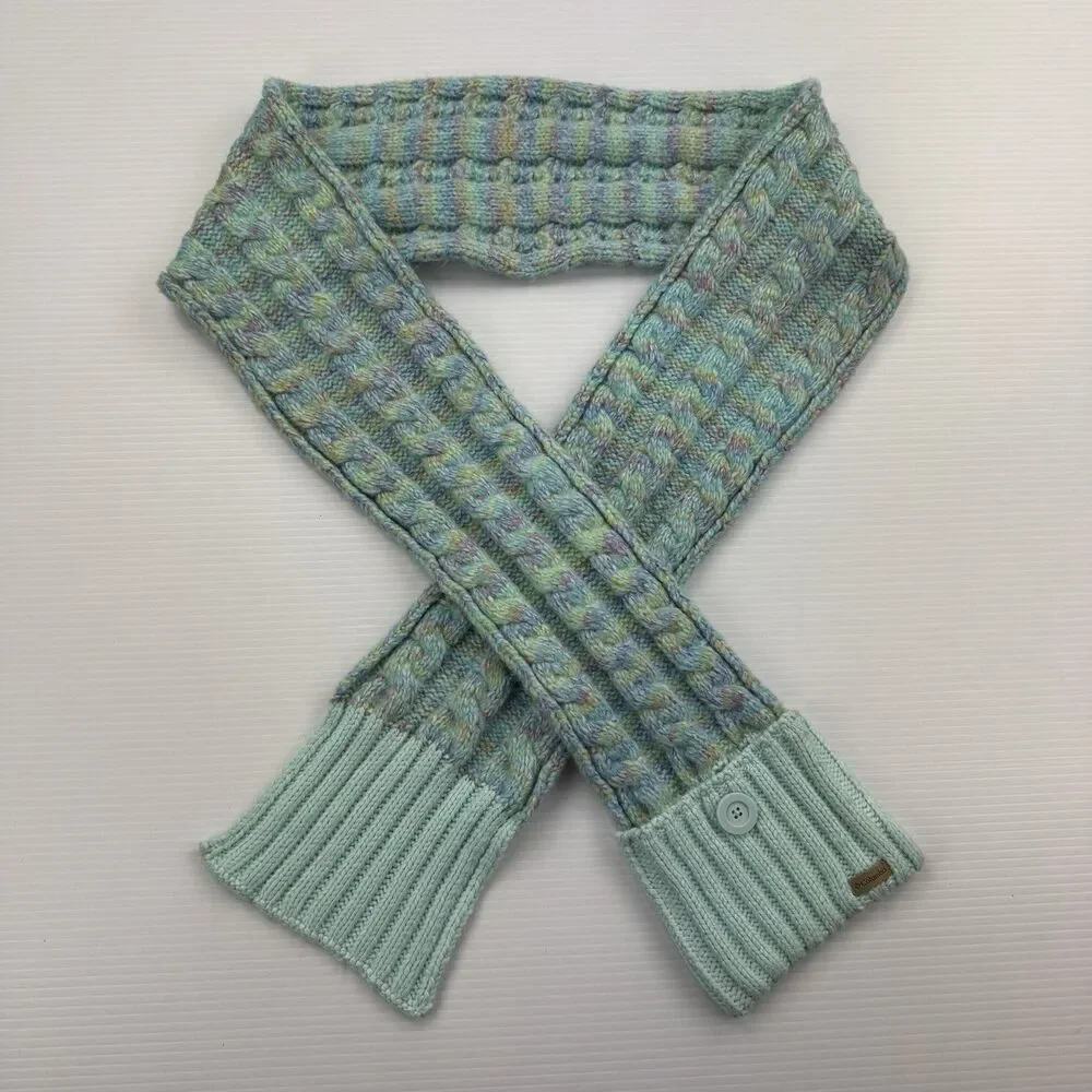 Columbia Chunky Knit Button Scarf Cottagecore Coastal Cabincore Indie Boho